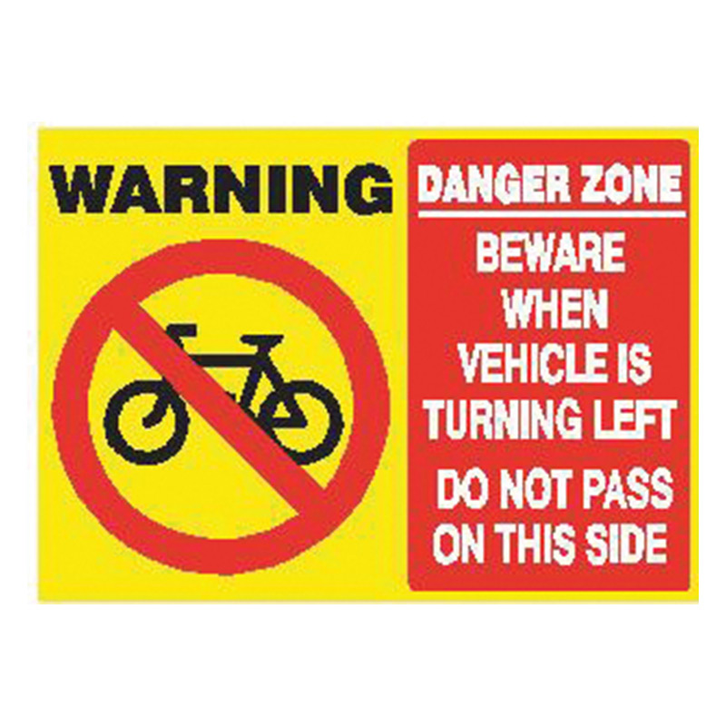 Cyclist Danger Zone Sign 420mm x 300mm Aluminium Backed