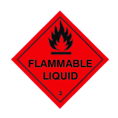 Flammable Liquid Class 3 Hazchem Diamond 100mmx100mm Self Adhesive