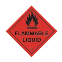 Flammable Liquid Class 3 Hazchem Diamond 100mmx100mm Self Adhesive