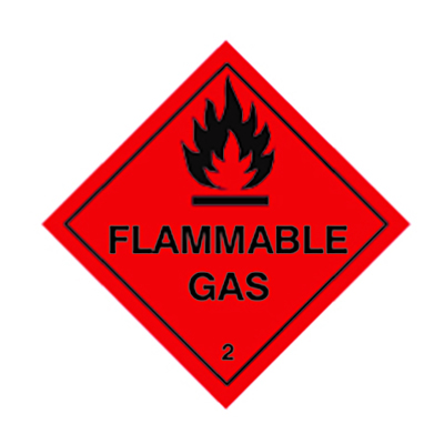 Flammable Gas Class 2 Hazchem Diamond 100mmx100mm Self Adhesive