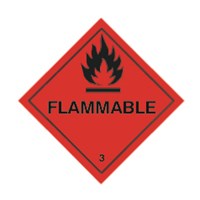 Flammable Class 3 Hazchem Diamond 100mmx100mm Self Adhesive