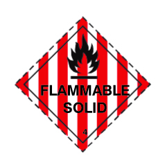 Flammable Solid Class 4 Hazchem Diamond 100mmx100mm Self Adhesive