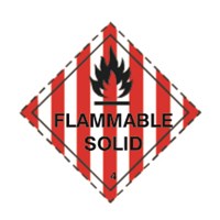 Flammable Solid Class 4 Hazchem Diamond 100mmx100mm Self Adhesive