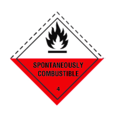 Spontaneously Combustible Class 4 Hazchem Diamond Self Adhesive - Self Adhesive 100mm