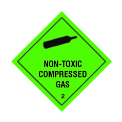 Non Toxic Compressed Gas Class 2 Hazchem Diamond - Self Adhesive 100mm - Self Adhesive 100mm