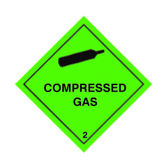 Compressed Gas Class 2 Hazchem Diamond - Self Adhesive 100mm - Self Adhesive 100mm