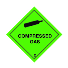 Compressed Gas Class 2 Hazchem Diamond - Self Adhesive 100mm - Self Adhesive 100mm