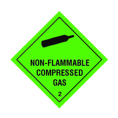 Non Flammable Compressed Gas Class 2 Hazchem Diamond - Self Adhesive 100mm