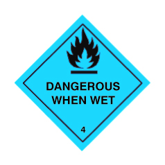 Dangerous When Wet Class 4 Hazchem Diamond - Self Adhesive 100mm