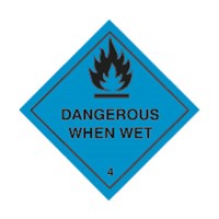 Dangerous When Wet Class 4 Hazchem Diamond - Self Adhesive 100mm