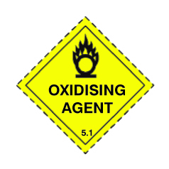 Oxidising Agent Class 5.1 Hazchem Diamond - Self Adhesive 100mm