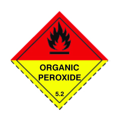 Organic Peroxide Class 5.2 Hazchem Diamond - Self Adhesive 100mm