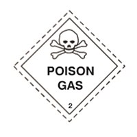 Poison Gas Class 2 Hazchem Diamond - Self Adhesive 100mm