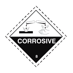 Corrosive Class 8 Hazchem Diamond - Self Adhesive 100mm