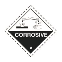 Corrosive Class 8 Hazchem Diamond - Self Adhesive 100mm