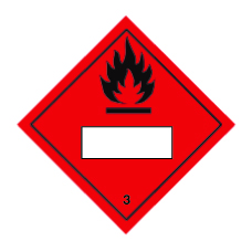 Flammable Liquid Class 3 UN Placard - Self Adhesive 250mm