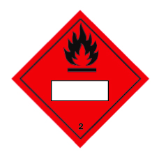 Flammable Gas Class 2 UN Placard - Self Adhesive - Board 250mm