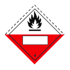 Spontaneously Combustible Class 4 UN Placard - Self Adhesive 250mm